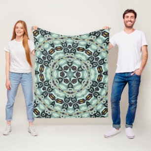 Couverture Polaire kaléidoscope marocain-africain motif sombre