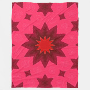 Couverture Polaire Kaleidoscope Rose Vibrant en Étoiles