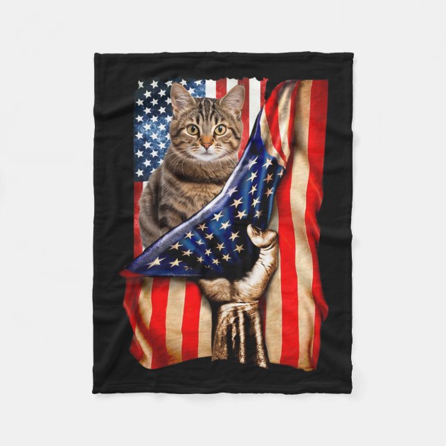 Couverture Polaire Kamala Harris Cat 2024 Drapeau Américain Kamala À  (Devant)