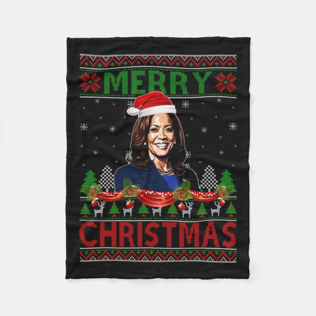 Couverture Polaire Kamala Harris Joyeux Noël Laid Sweat Usa Ele (Devant)