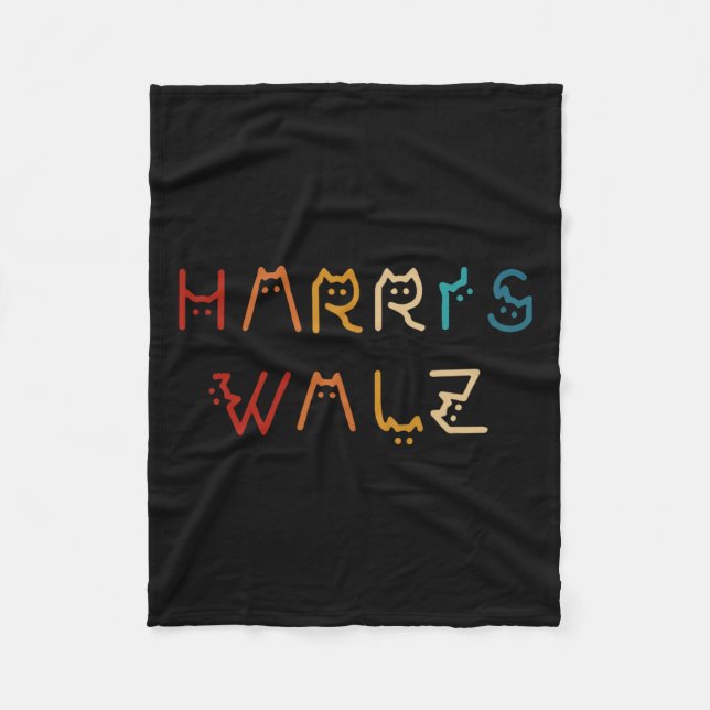 Couverture Polaire Kamala Harris Walz Walz Valse 2024 Chat Lettering  (Devant)