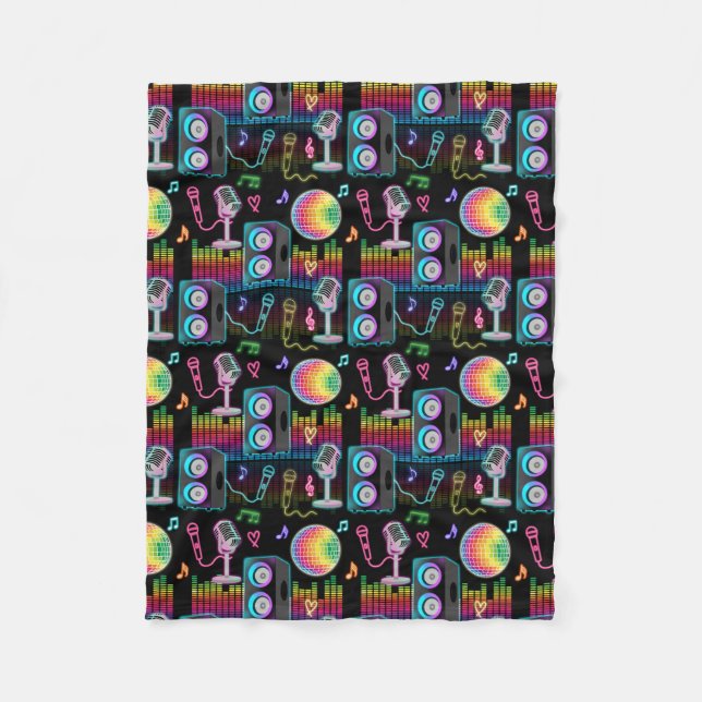 Couverture Polaire Karaoke Neon Glow Singing Music Party (Devant)