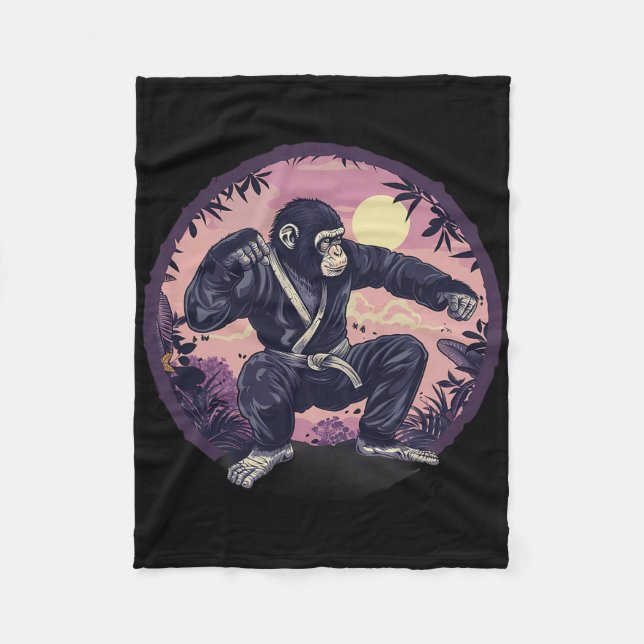 Couverture Polaire Karate Monkey Nature Moon Mma Kickboxing Monkey Lo (Devant)