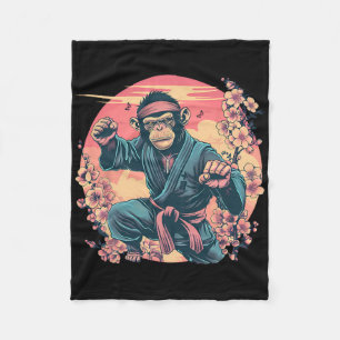 Couverture Polaire Karaté Monkey Sakura Jiu-jitsu Mma Arts Martiaux K