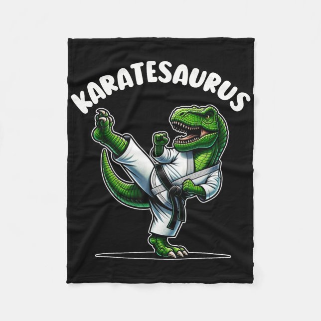 Couverture Polaire Karatesaurus dinosaure drôle T Rex en Gi de karaté (Devant)