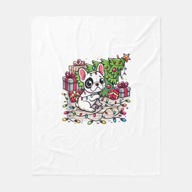 Couverture Polaire Kawaii Anime Frenchie Christmas Funny Chien (Devant)
