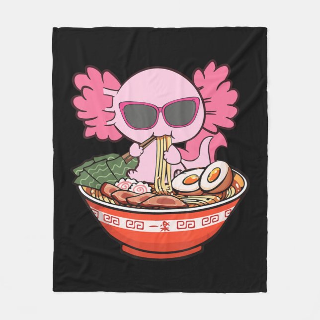 Couverture Polaire Kawaii Axolotl Manger Ramen nouilles Anime Girls T (Devant)