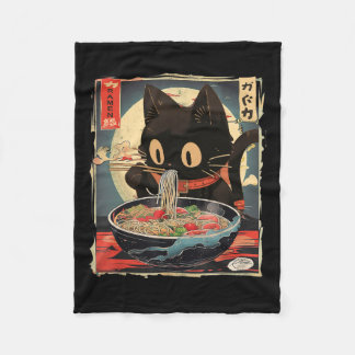 Couverture Polaire Kawaii Chat Manger Ramen nouilles Anime Cadeaux Fi