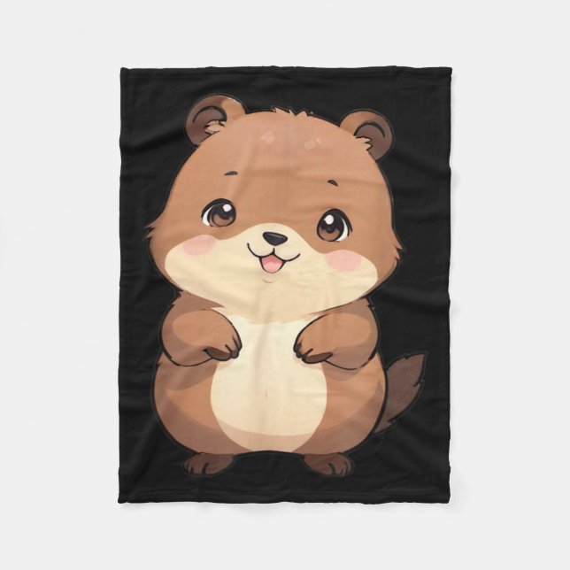Couverture Polaire Kawaii Chibi Marmotte - Panfurware Llc  (Devant)