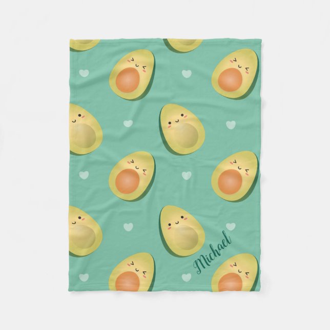 Couverture Polaire Kawaii Cute Avocados évitons le Motif (Devant)