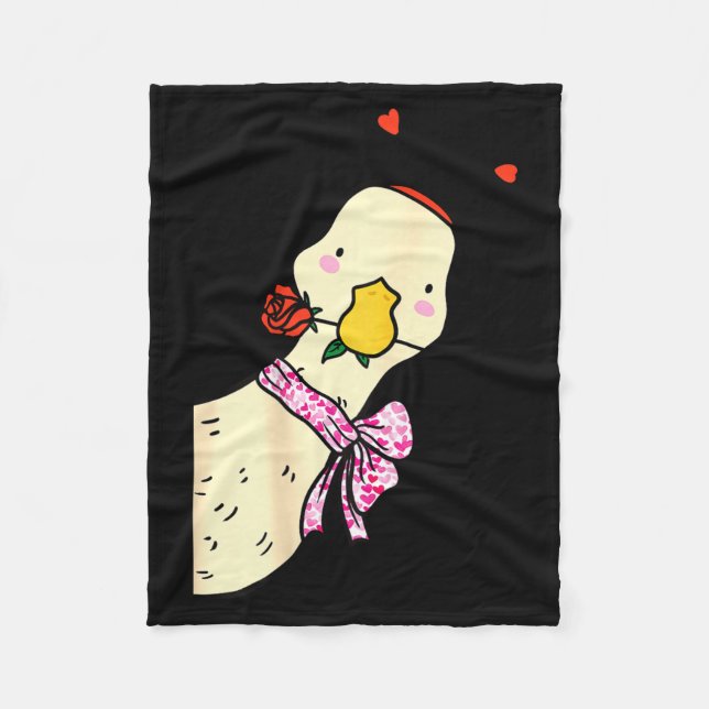 Couverture Polaire Kawaii Duck Rose Heart Bow Valentine Day Cute Anim (Devant)