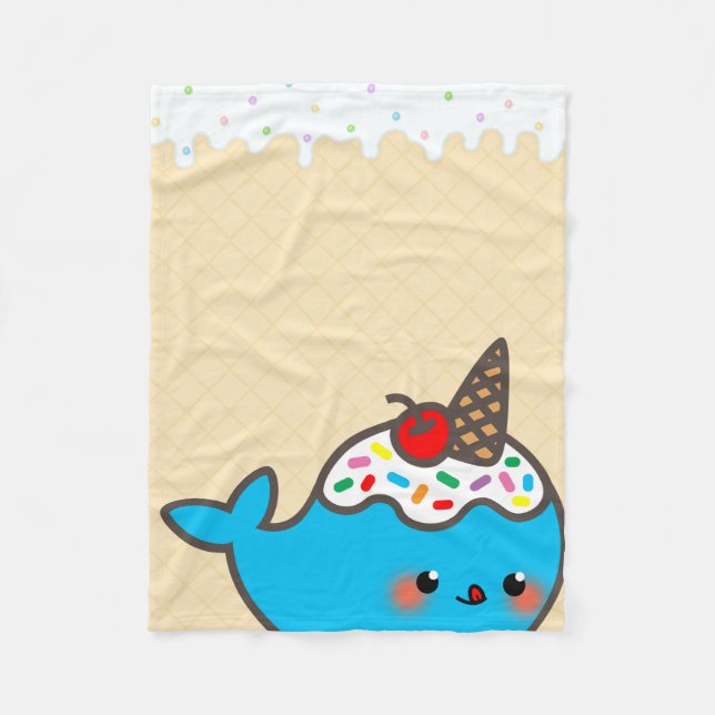 Couverture Polaire Kawaii Glace Narwhal (Devant)