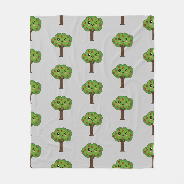 Couverture Polaire Kawaii Joyeux Pommier À Voie (Devant)