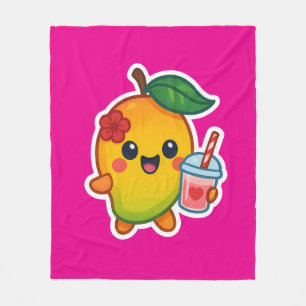Couverture Polaire Kawaii Mango - Fruit d'amour avec Smoothi de coeur