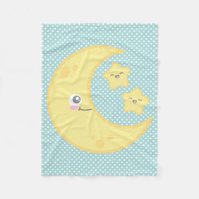 Couverture Polaire Kawaii Moon et Stars Fleece Blanket (Devant)