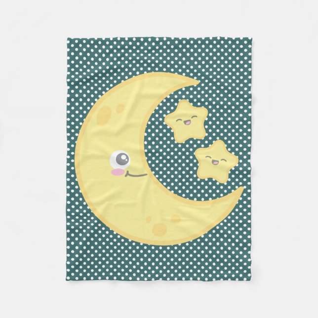 Couverture Polaire Kawaii Moon et Stars Fleece Blanket (Devant)