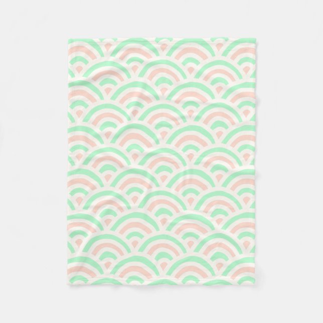 Couverture Polaire Kawaii Pastel Japanese Seigaiha Pattern (Devant)