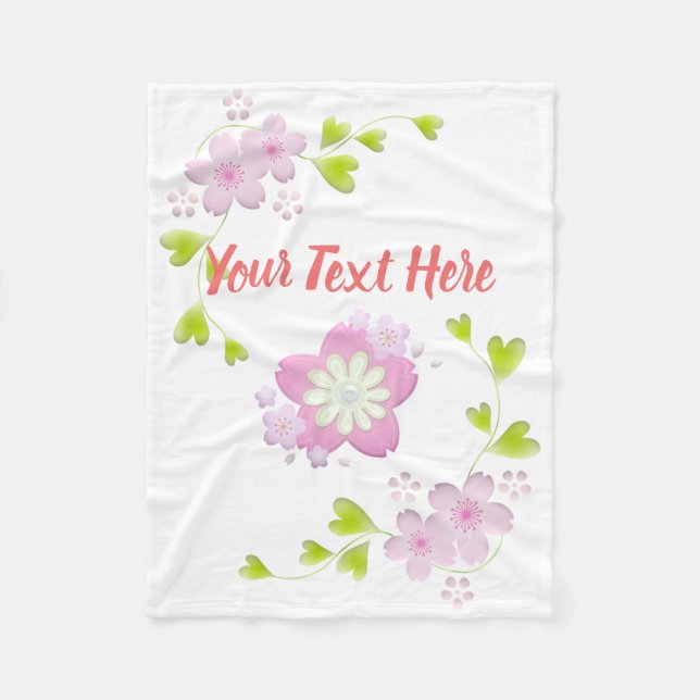 Couverture Polaire Kawaii Style Sakura Fleur d'arbre de cerisier (Devant)