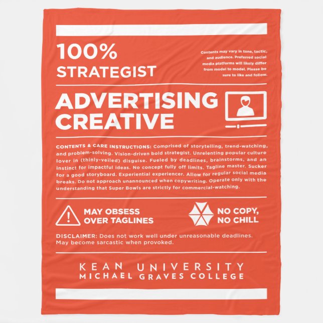 Couverture Polaire Kean MGC Advertising Care Label (Devant)