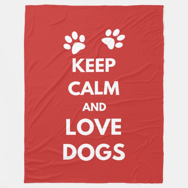 Couverture Polaire Keep calm and love dogs (Devant)