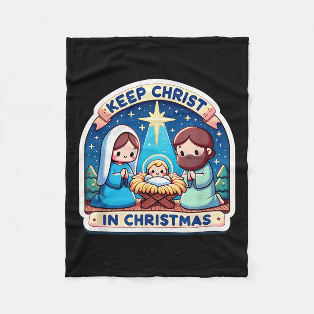 Couverture Polaire Keep Christ In Christmas Nativity Scene Manger Jes (Devant)