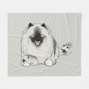 Couverture Polaire Keeshond avec des chiots Famille de Chiens de Cu