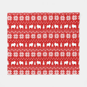 Couverture Polaire Keeshond Chien Silhouettes Festive Motif de Noël
