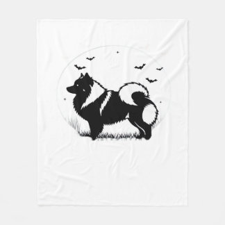 Couverture Polaire Keeshond Dog � Halloween Moon Silhouette Classic T