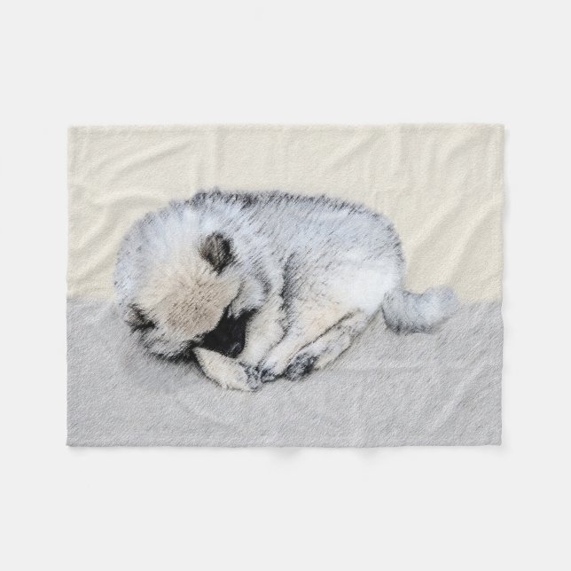 Couverture Polaire Keeshond Sleeping Puppy Peinture Chien Art origina (Devant (Horizontal))