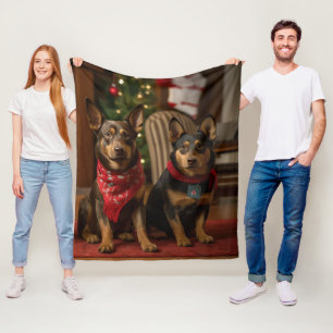 Couverture Polaire Kelpie australien au coin de la cheminée de Noël