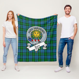 Couverture Polaire Kerr Chasse Clan Badge Tartan Plaid