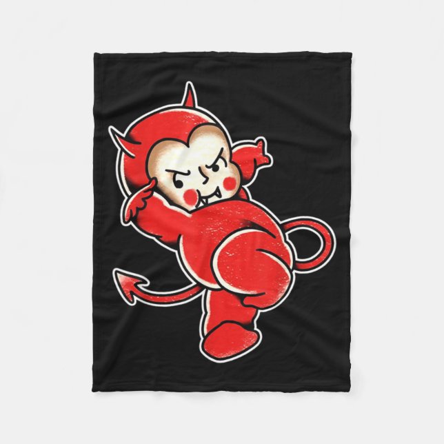 Couverture Polaire Kewpie Bébé Diable Cornes de Démon Tatouage (Devant)