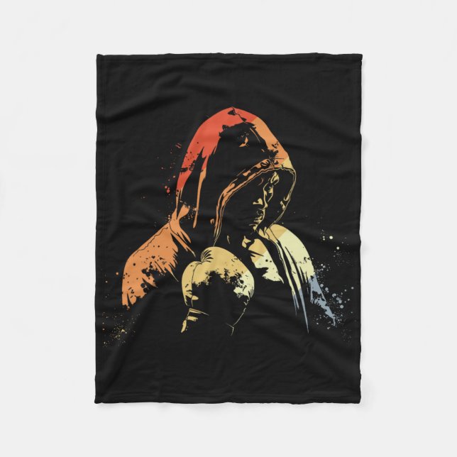 Couverture Polaire Kickboxing Boy Drawing Retro Martial Arts For Boys (Devant)