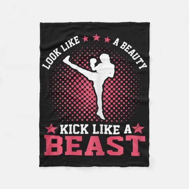 Couverture Polaire Kickboxing Girl - Look Like A Beauty Kick Like A B (Devant)