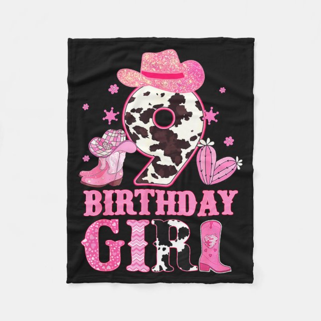 Couverture Polaire Kids 9th Birthday Girl Rodeo Western Cowgirl Birth (Devant)