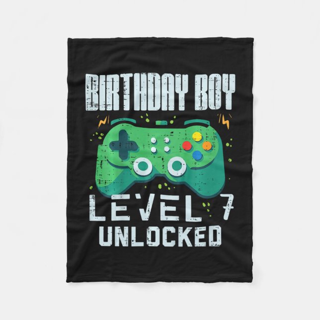 Couverture Polaire Kids Birthday Boy Level 7 Unlocked Gamer Controlle (Devant)