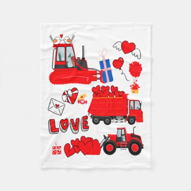 Couverture Polaire Kids Construction Vehicle Valentine Crane Truck Cu (Devant)