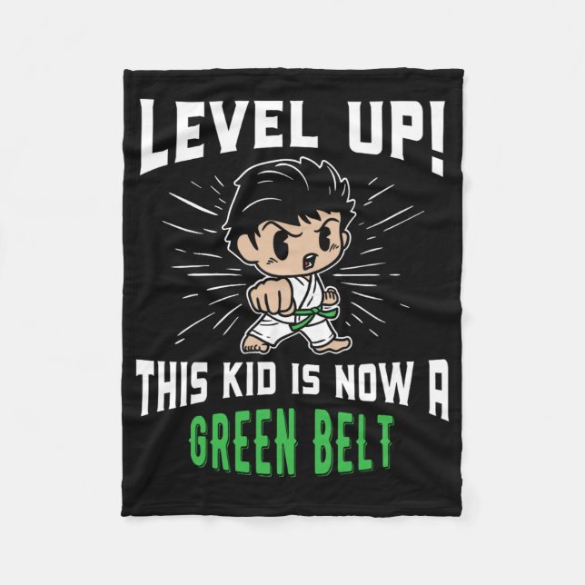 Couverture Polaire Kids Karate Uniform Green Belt Award T Shirt Gifts (Devant)