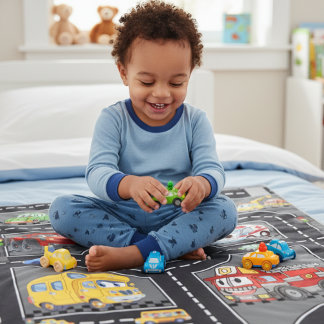 Couverture Polaire Kids Photo Road Map Cute Cartoon Vehicles Street