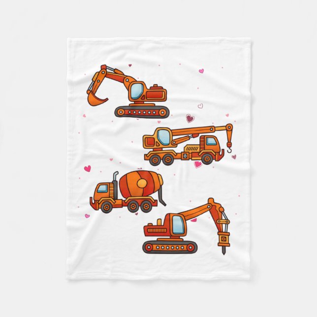 Couverture Polaire Kids Valentines Day Construction Trucks Boys Kids  (Devant)