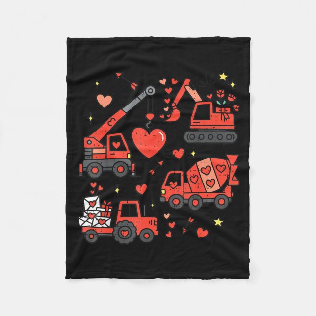 Couverture Polaire Kids Valentines Day Construction Trucks Funny Boys (Devant)