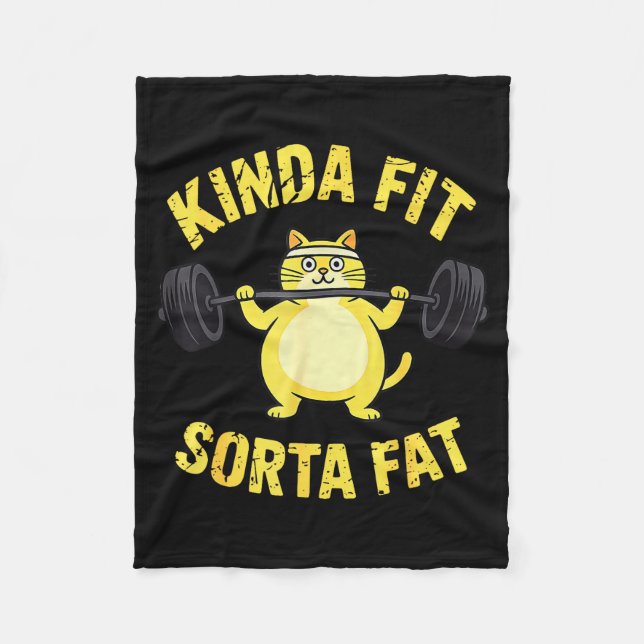 Couverture Polaire Kinda Fit Sorta Fat - Funny Gym Cat Weightlifting  (Devant)