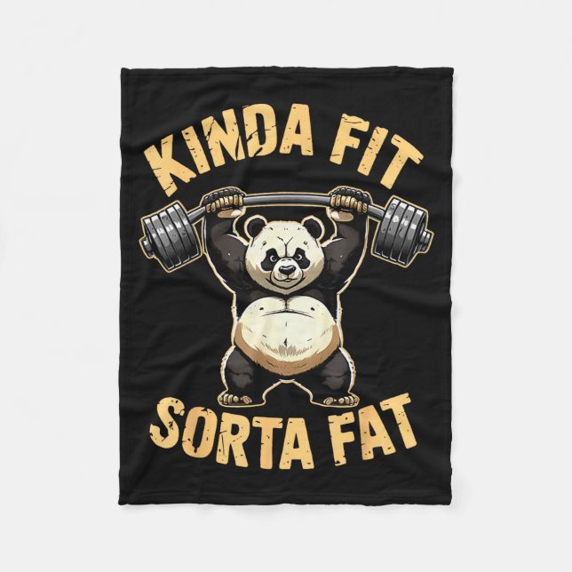 Couverture Polaire Kinda Fit Sorta Fat - Funny Gym Panda Weightliftin (Devant)