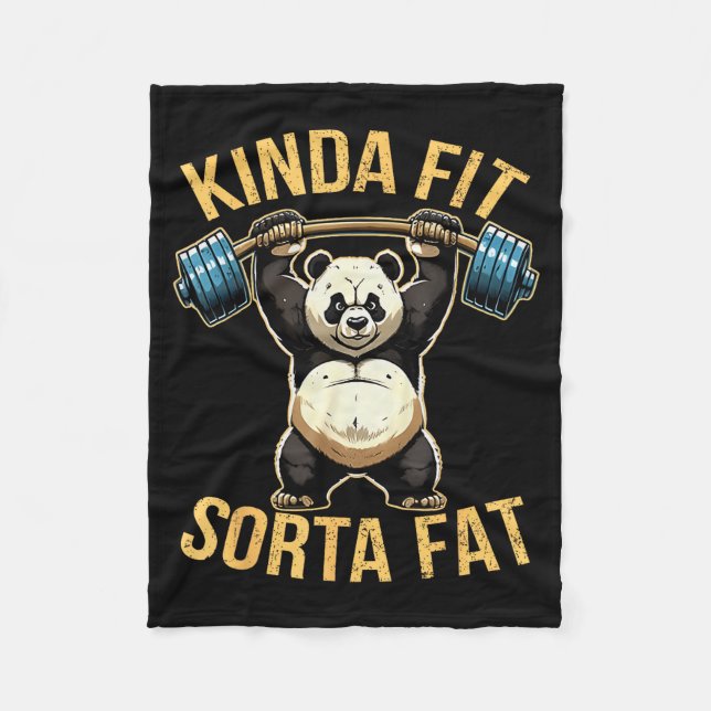 Couverture Polaire Kinda Fit Sorta Fat Funny Gym Panda Weightlifting  (Devant)