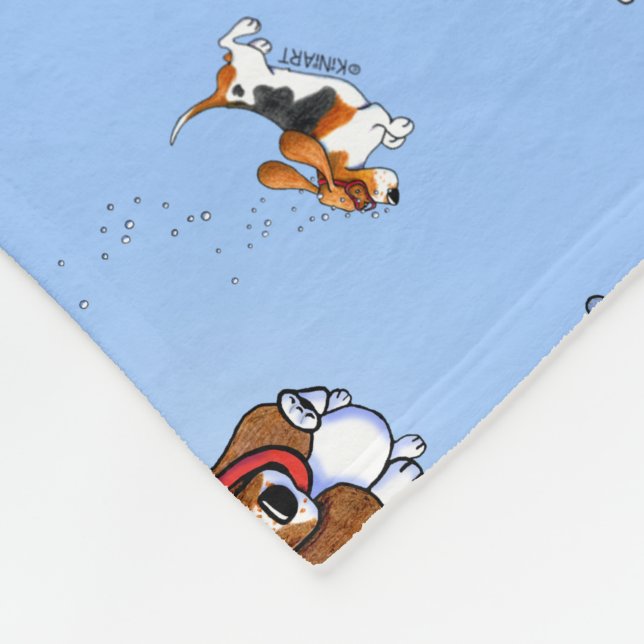 Couverture Polaire KiniArt Snorkeling Basset Hounds Sherpa Blanket (Coin)