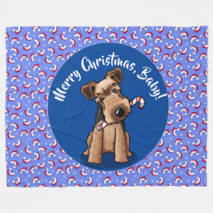 Couverture Polaire KiniArt Welsh Terrier Blanche polaire de Noël