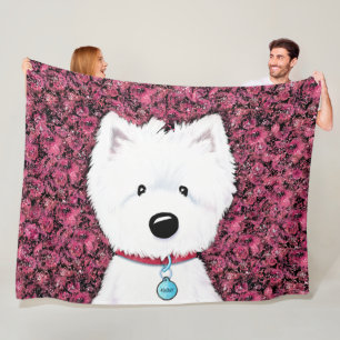 Couverture Polaire KiniArt Westie Impressions Floral Fleece Blanket