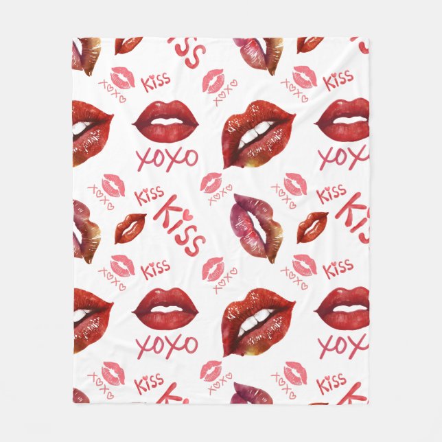 Couverture Polaire Kiss Love XOXO Motif (Devant)