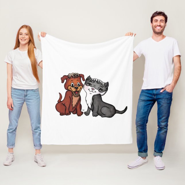 Couverture Polaire Kitty et Puppy (En situation)