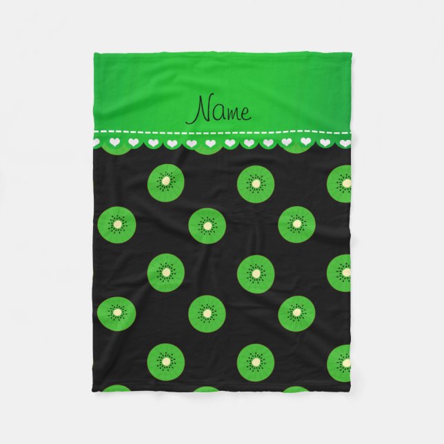 Couverture Polaire Kiwi vert noir nommé personnalisé (Devant)